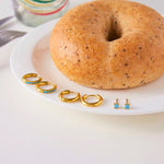 Load image into Gallery viewer, 18KT Gold Plated 3pc Turquoise Hoop & Stud Earring Set, Volt
