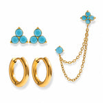 Load image into Gallery viewer, 18K Gold Plated 3pc Turquoise stud Layered Earring set, Luna