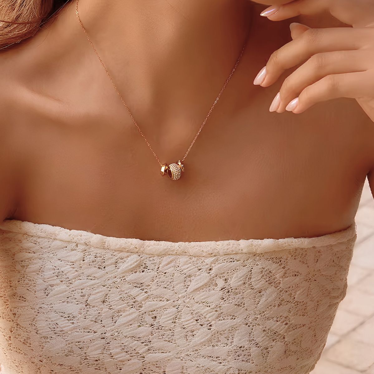 18k gold plated pave crystal pendant chain, neha