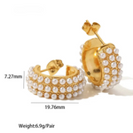 Load image into Gallery viewer, 18kt Gold Plated Three Layer Pearl Hoop earrings, Margaret