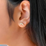 Load image into Gallery viewer, 18Kt Gold Plated Dainty Piercing Inlaid Crown Zircon Stud Earrings, Lotus - Inaya Accessories
