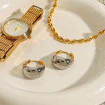 Load image into Gallery viewer, 18K Gold Plated Two-Tone Huggie Hoop Earring, Nyla