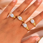 Load image into Gallery viewer, Gold Plated Ribbed Solitaire Ring, Flux