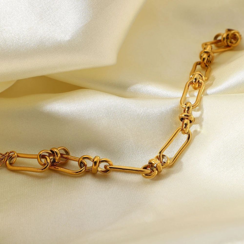 18kt Gold Plated Paperclip Statement Bracelet, Catalina - Inaya Accessories