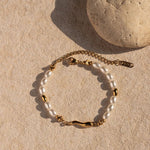 Load image into Gallery viewer, 18kt Gold Plated Glass Pearl Beads Chain Bracelet, Harper - Inaya Accessories

