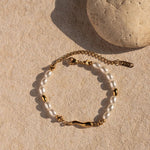 Load image into Gallery viewer, 18kt Gold Plated Glass Pearl Beads Chain Bracelet, Harper - Inaya Accessories