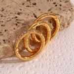 Load image into Gallery viewer, 18Kt Gold Plated Set Of 3 Stackable Rings, Plain and Zircon Studded, Caroline - Inaya Accessories