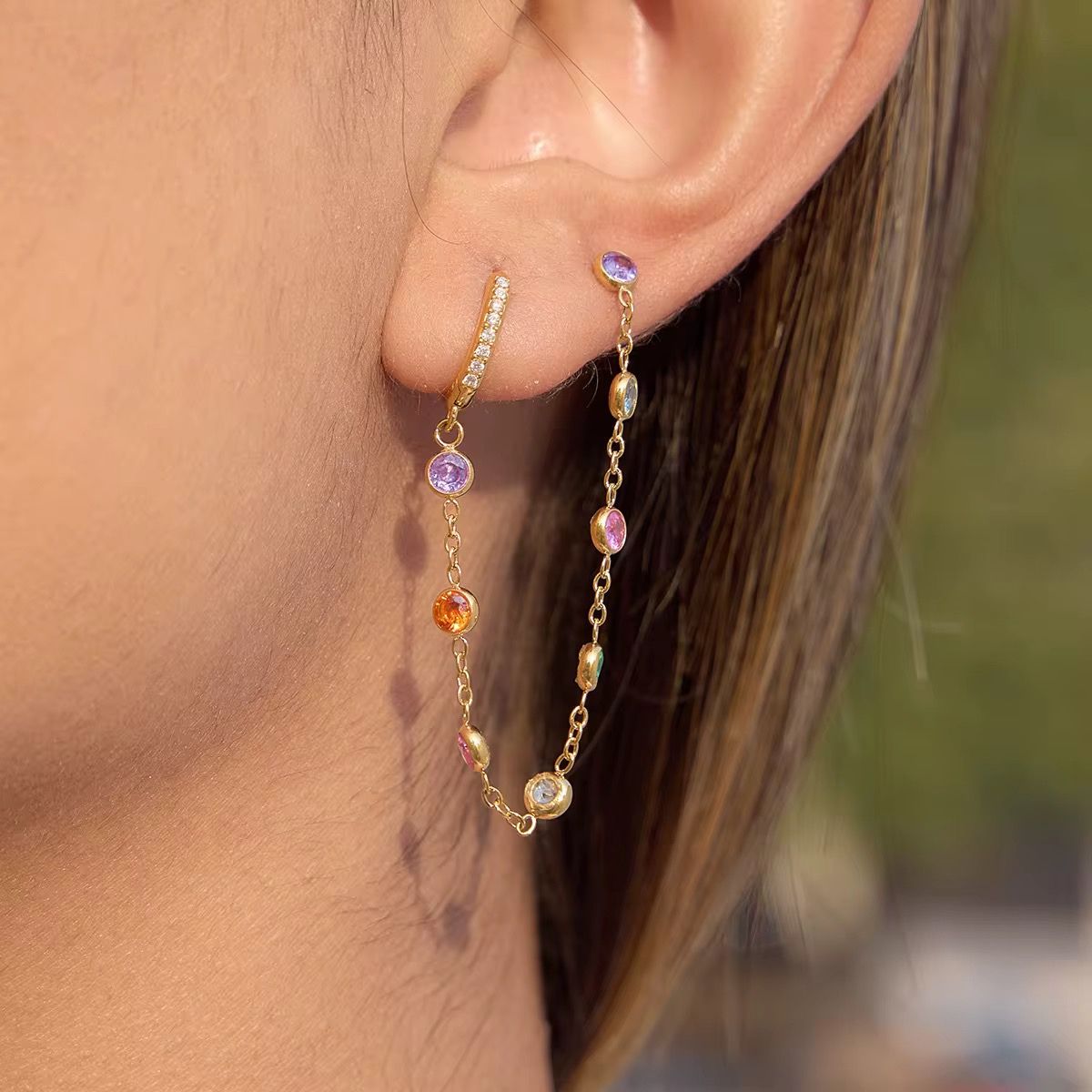 18k gold plated multi color drop earrings, ilsa