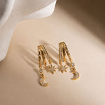 Load image into Gallery viewer, 18K Gold plated Astra Sun Moon Dangler Earrings, Romi