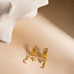 Load image into Gallery viewer, 18K Gold plated Astra Sun Moon Dangler Earrings, Romi
