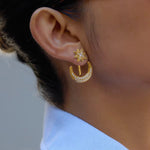Load image into Gallery viewer, 18K Gold plated Crescent Moon Starfall Earring, Abir