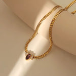 Load image into Gallery viewer, 18K Gold Plated Marquise Stone Snake Chain Necklace, Soni