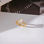 Load image into Gallery viewer, 18K Gold Plated Oval Solitaire Ring, Cosmo