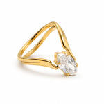 Load image into Gallery viewer, 18K Gold Plated Marquise V-Shape Ring, Glam