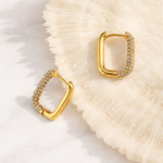 Load image into Gallery viewer, 18 Kt Gold Plated Zircon Box Earrings, Maitri
