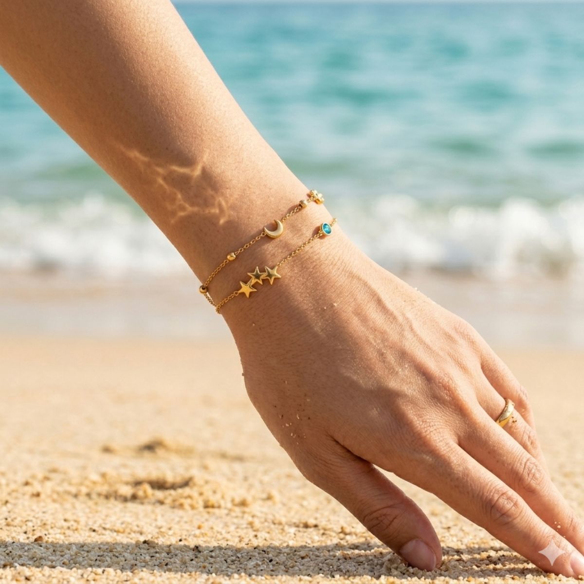 18k gold plated celestial layered bracelet, avni