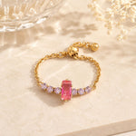 Load image into Gallery viewer, 18K Gold Plated Adjustable Crystal Chain Ring, Ria