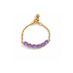 Load image into Gallery viewer, 18K Gold Plated Purple Gemstone Chain Ring, Trisha