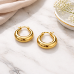 Load image into Gallery viewer, 18kt Gold Plated U Shaped Chunky Hoop Earrings, Ballerina