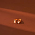 Load image into Gallery viewer, 18K Gold Plated Crystal Edge Open Ring, Bani