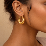 Load image into Gallery viewer, 18kt Gold Plated U Shaped Chunky Hoop Earrings, Ballerina