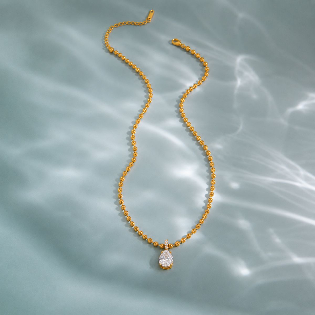 18k gold plated teardrop bead chain necklace, mahi
