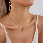 Load image into Gallery viewer, 18K Gold Plated Pink Charm Layered Necklace, Kyra