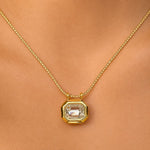 Load image into Gallery viewer, 18K Gold Plated Square Crystal Pendant Chain Necklace, Monaco