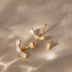 Load image into Gallery viewer, 18K Gold Plated Baguette Crystal Earring, Jessi