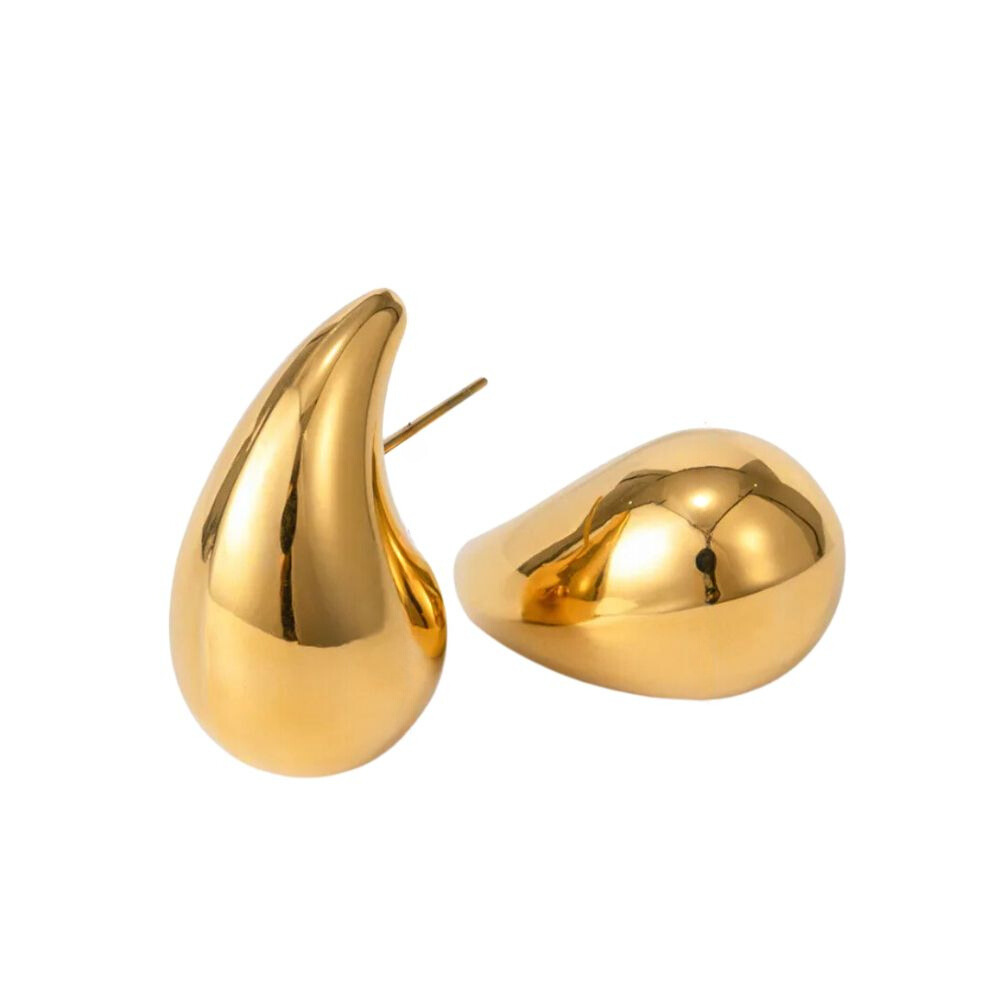 18kt Gold Plated Statement Waterdrop Stud Earrings, Teardrop - Inaya Accessories