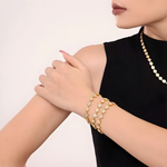 Load image into Gallery viewer, Inaya Modern Festive 18KT Gold Plated Vinatge White Zircon Petals & Flower Bezel Tennis Bracelet, Sneh