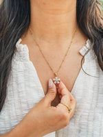 Load image into Gallery viewer, 18kt Gold Plated Rolo Chain Dainty Daisy Flower Pendant Necklace, Lorelai
