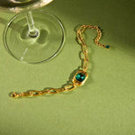 Load image into Gallery viewer, 18K Gold Plated Emerald Link Bracelet, Ray