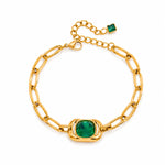 Load image into Gallery viewer, 18K Gold Plated Emerald Link Bracelet, Ray