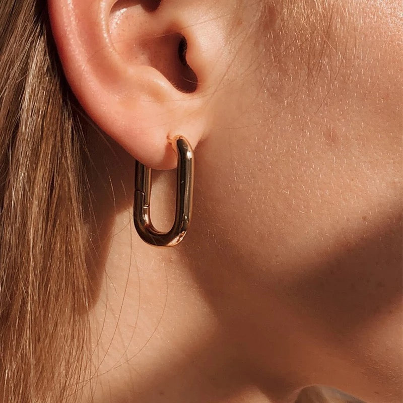 18 KT Oval Box earrings - Inaya Accessories