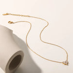 Load image into Gallery viewer, 18kt Gold Plated Minimalistic Geometric Cubic Zirconia Flower Necklace, Dalia