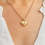 Load image into Gallery viewer, 18kt Gold Plated Zircon Heart Lock Pendant Necklace With Rope Chain, Aditi