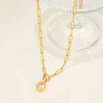 Load image into Gallery viewer, 18K Gold Plated Crystal Drop Paperclip Necklace, Ira
