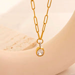 Load image into Gallery viewer, 18K Gold Plated Crystal Drop Paperclip Necklace, Ira