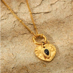Load image into Gallery viewer, 18K Gold Plated Hammered Heart Necklace, Rumi