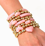 Load image into Gallery viewer, 18KT gold plated Brass and Resin Beaded Pink Gold Bracelet Set, Dew