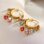 Load image into Gallery viewer, 18K Gold Plated Multi-Color Gemstone Hoop Earring, Lara