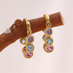 Load image into Gallery viewer, 18K Gold Plated Multi-Color Gemstone Hoop Earring, Lara
