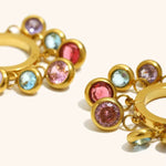 Load image into Gallery viewer, 18K Gold Plated Multi-Color Gemstone Hoop Earring, Lara
