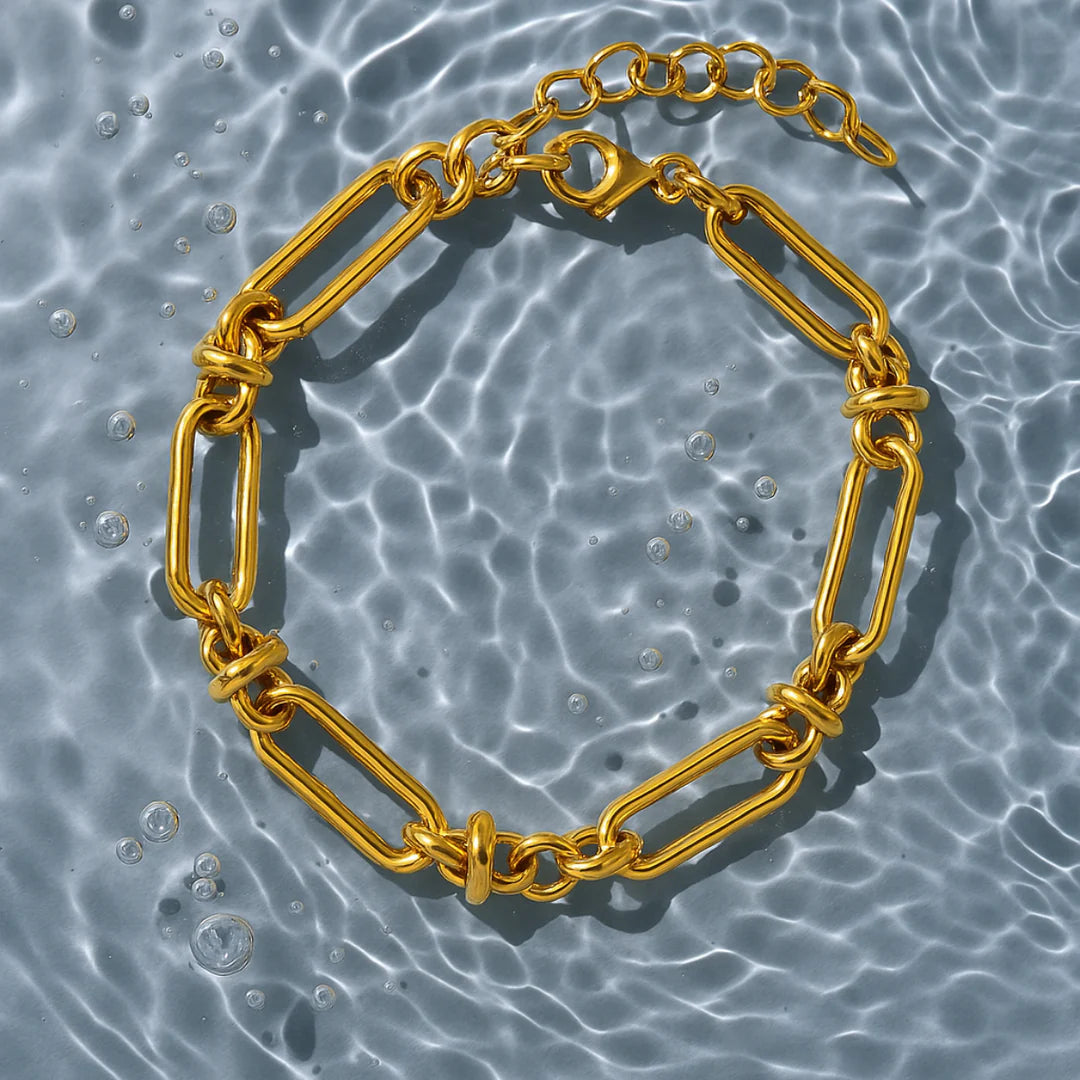 18kt Gold Plated Paperclip Statement Bracelet, Catalina