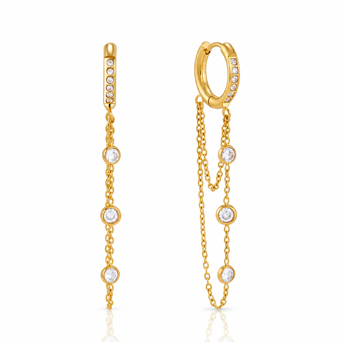 18kt gold cascade chain earrings, ayat