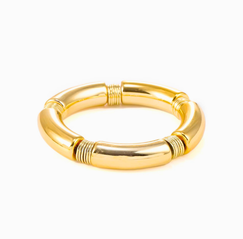 18KT Gold Plated Acrylic & Brass Bead Bracelet, Prism