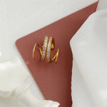 Load image into Gallery viewer, 18kt Gold Plated Winding Illusion Diamond Studded Double Hoop Earrings, Chloe