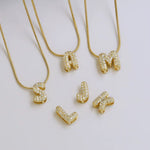 Load image into Gallery viewer, Personalised 18KT Gold Plated Waterproof Diamond Bubble Initial Name Necklace