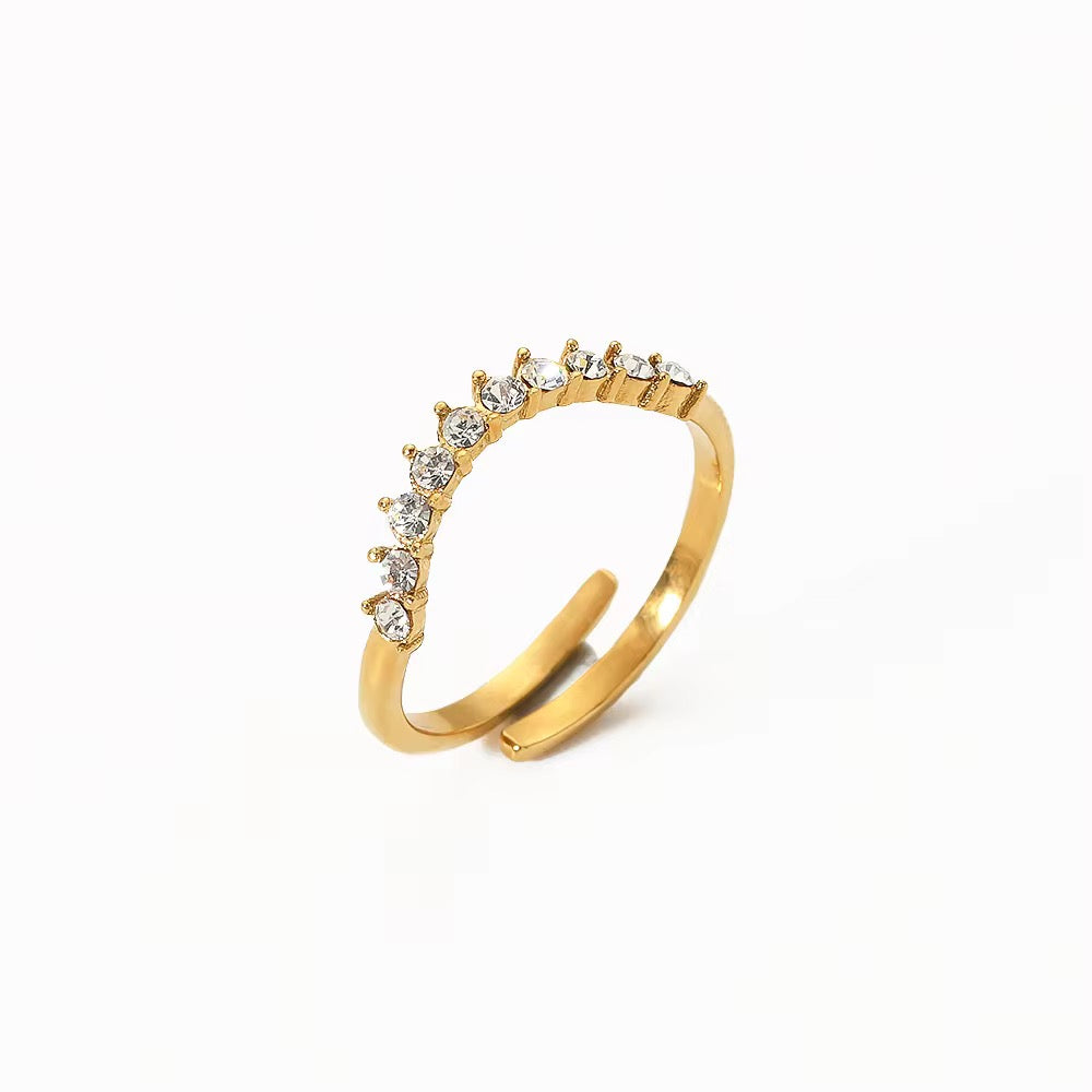 18kt Gold Plated Zircon Studded Crown Ring, Crown
